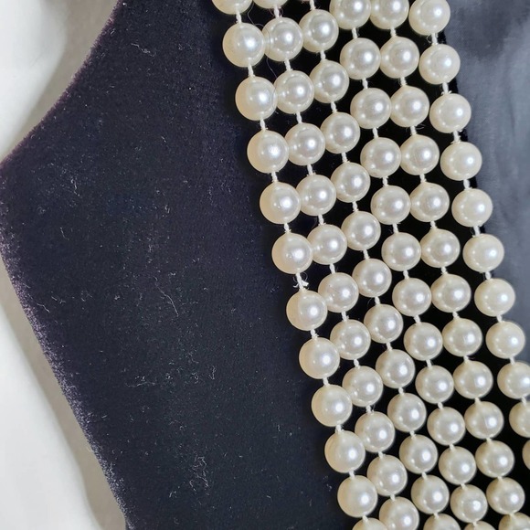 Vintage Cache Black Velvet Evening Dress Pearl Strand Back Satin Bow, sz 4 - Picture 5 of 8